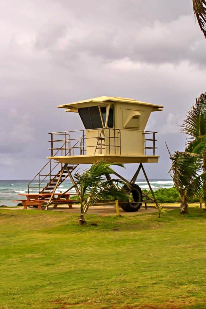 Lifeguard tower in Lydgate Beach Park, Kauai