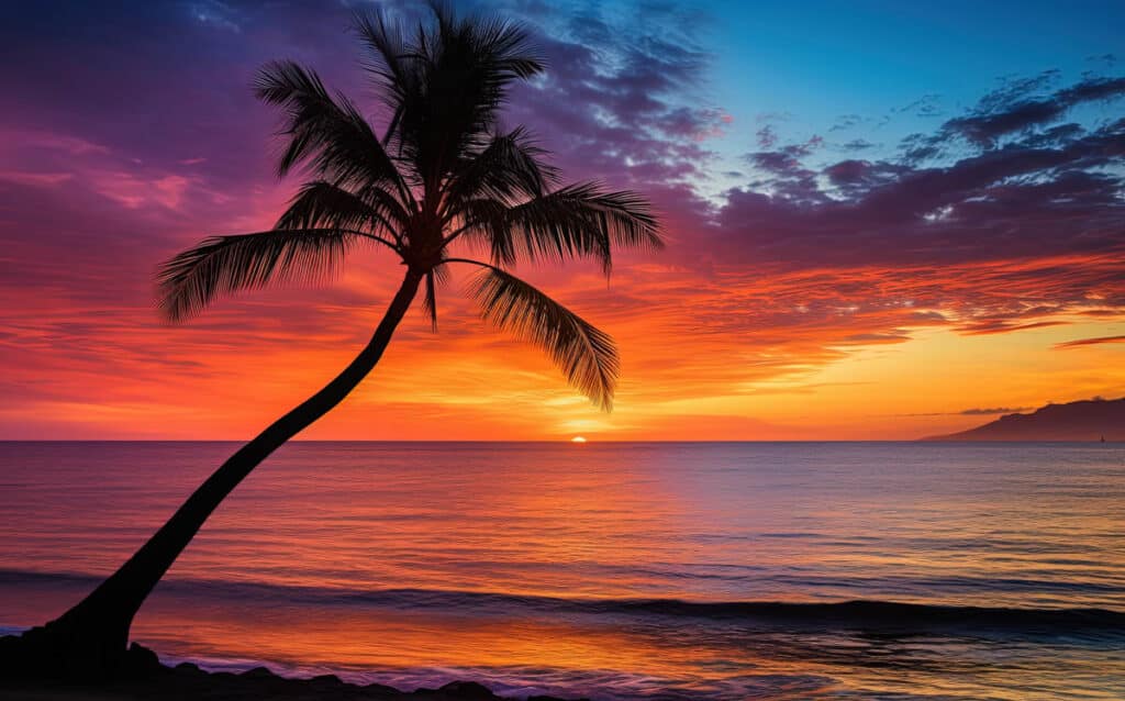 Sunset at Kaanapali Beach in Maui, Hawaii