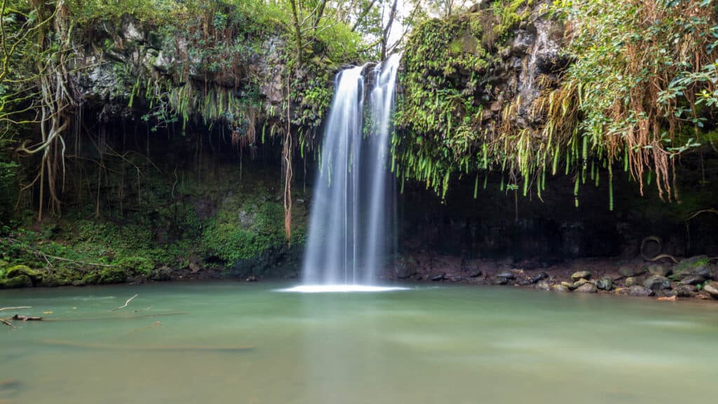 Waterfall called Caveman at Twin Falls, Maui, Hawaii