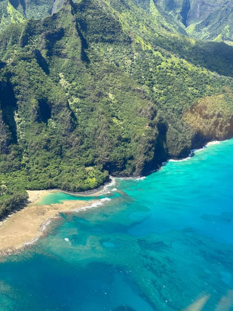 A view of Kauai from a helicopter
