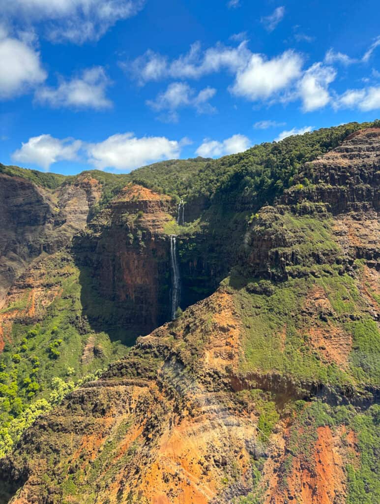 Waipo'o Falls from a helicopter tour over Kauai