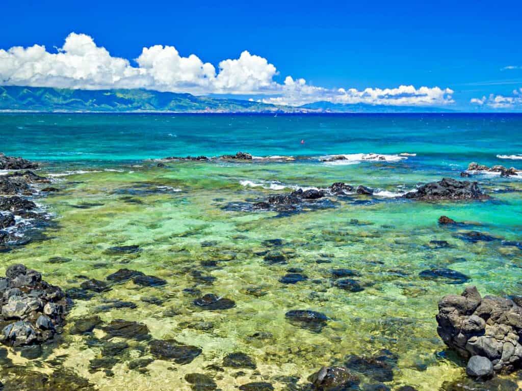 Fringing coral reefs and tidepools at Ho'okipa Beach Park, Maui, HI