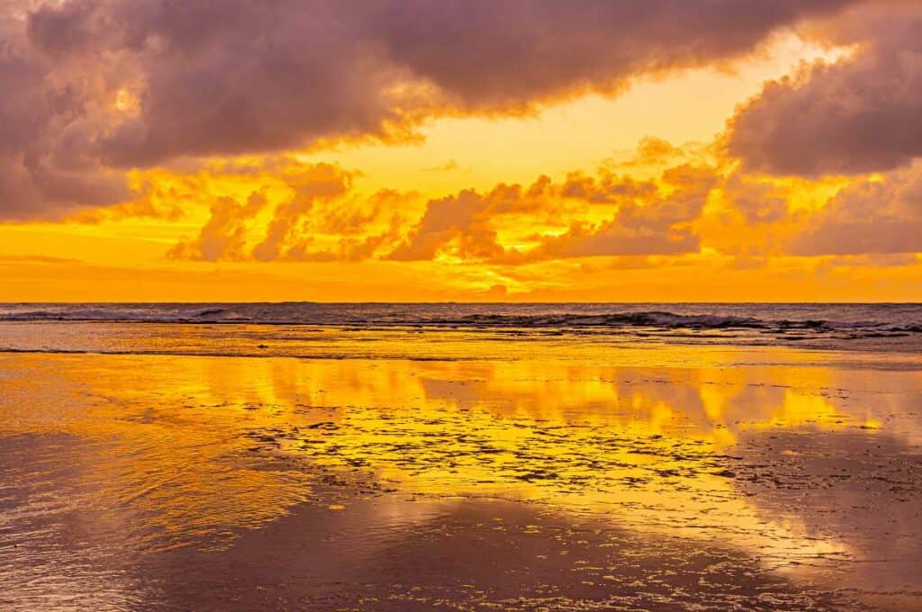 Stunning colorful sunset from Ke'e Beach