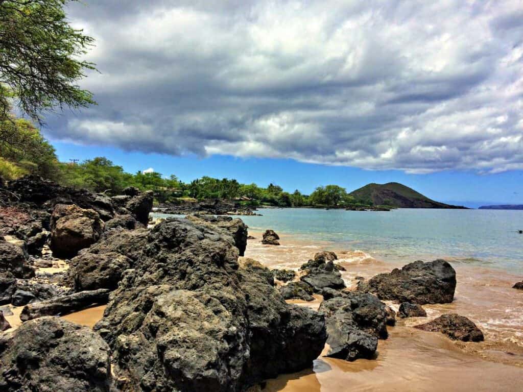 Lava rocks at the end of Maluaka Beach, Maui, HI