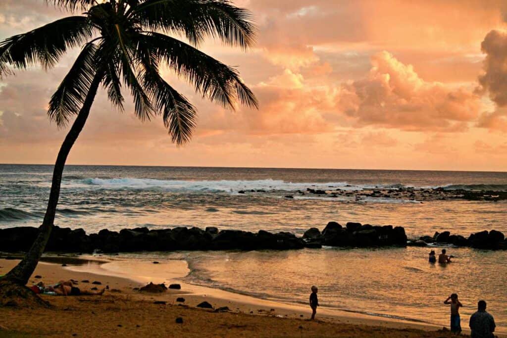 Protected lagoons for families with kids to enjoy Poipu Beach, Kauai, Hawaii