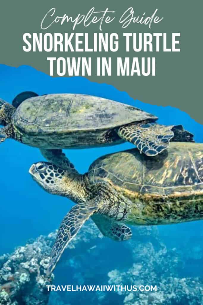 Discover the complete guide to snorkeling Turtle Town in Maui, Hawaii. Swim with Hawaiian green sea turtles and see lots of colorful tropical fish! #mauitravel #turtletown