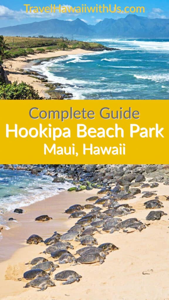 Discover the complete guide to visiting Hookipa Beach Park in Maui, Hawaii! It's known for surfing and windsurfing, plus it's a favorite spot for Hawaiian green sea turtles! #mauitravel #mauihawaii