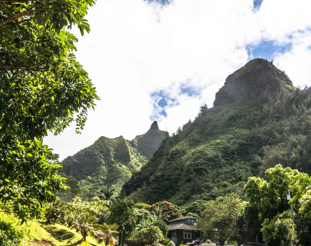 a view of Mount Makana from Limahuli Garden in Kauai