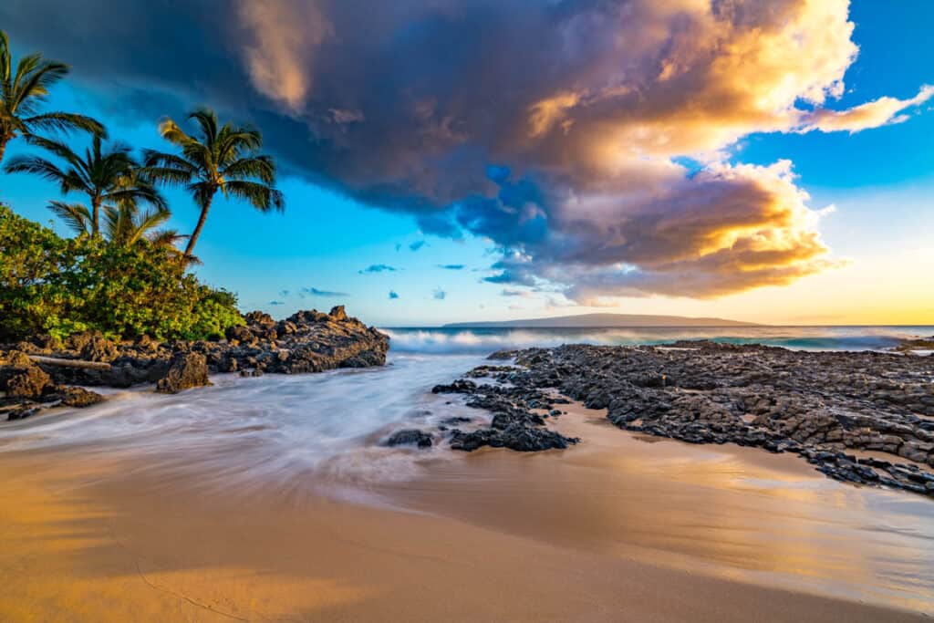 Sunset at Secret Beach in Maui, Hawaii