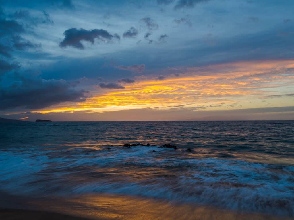 Maluaka Beach in South Maui at sunset