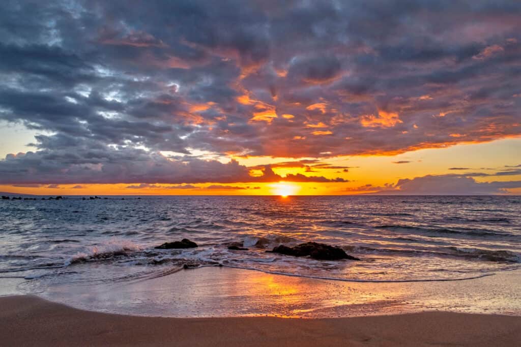 Sunset at Wailea Beach in Maui, Hawaii