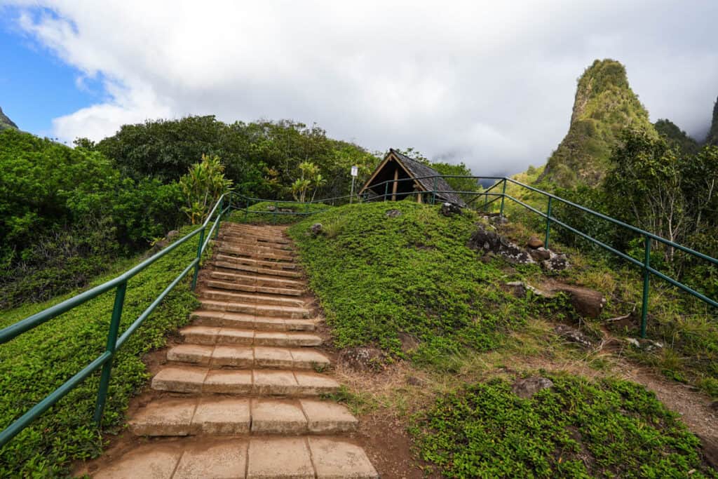 Stairs to the viewing area for the Iao Needle in Maui
