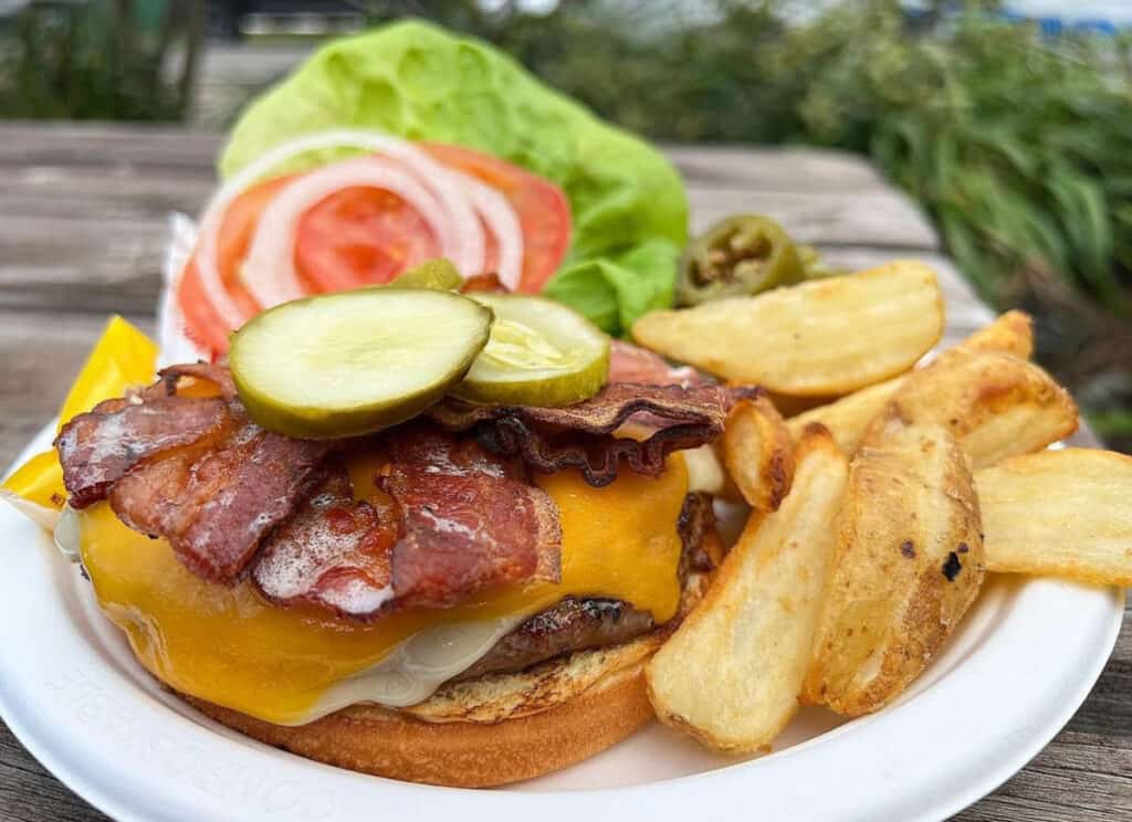 Burger from Ulupalakua Ranch and Grill in Maui, Hawaii