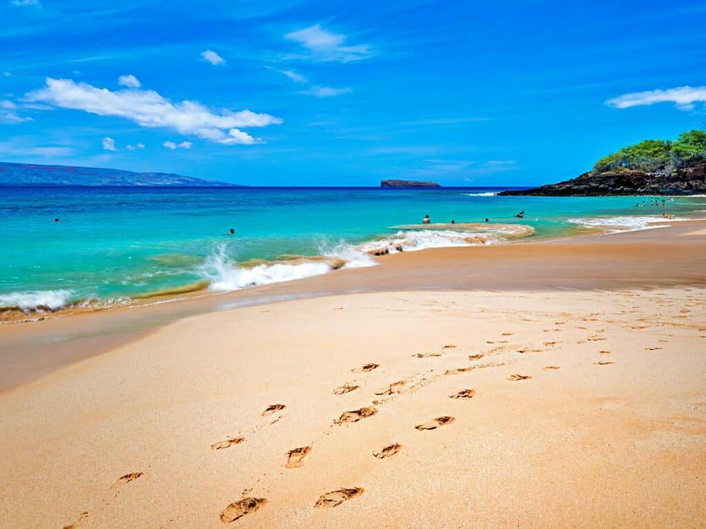 Golden sands and calm waters at Makena Beach (Big Beach), Maui, HI