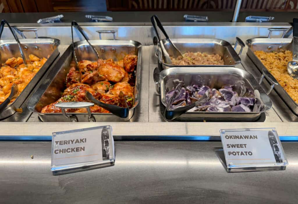 Choices at the lunch buffet at Duke's Waikiki in Honolulu, Oahu