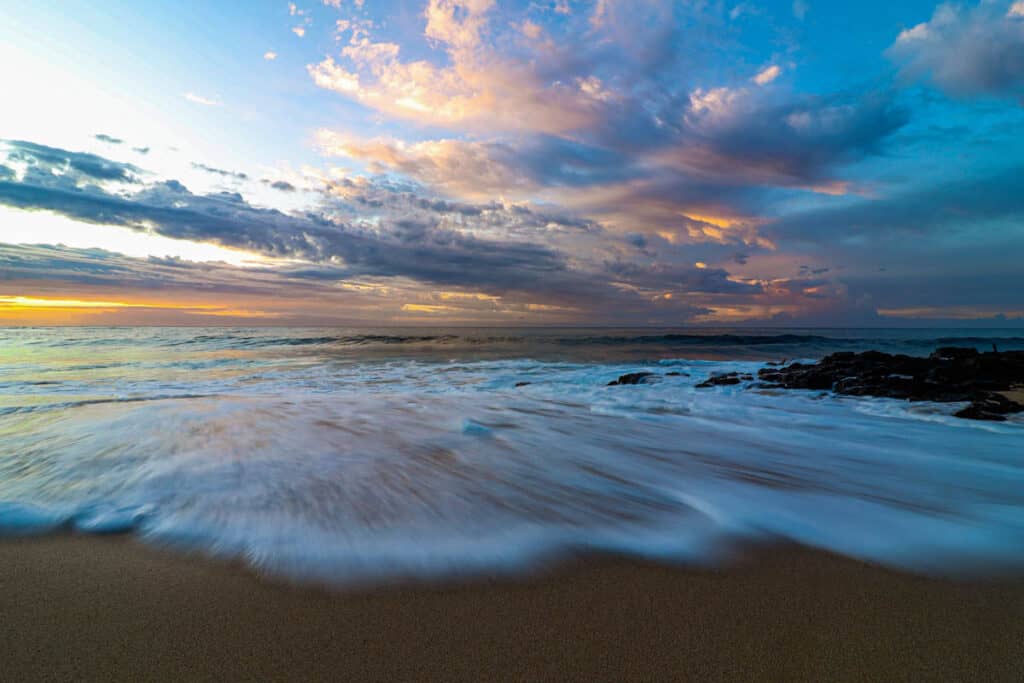 Sunrise at Shipwreck Beach in Kauai, Hawaii