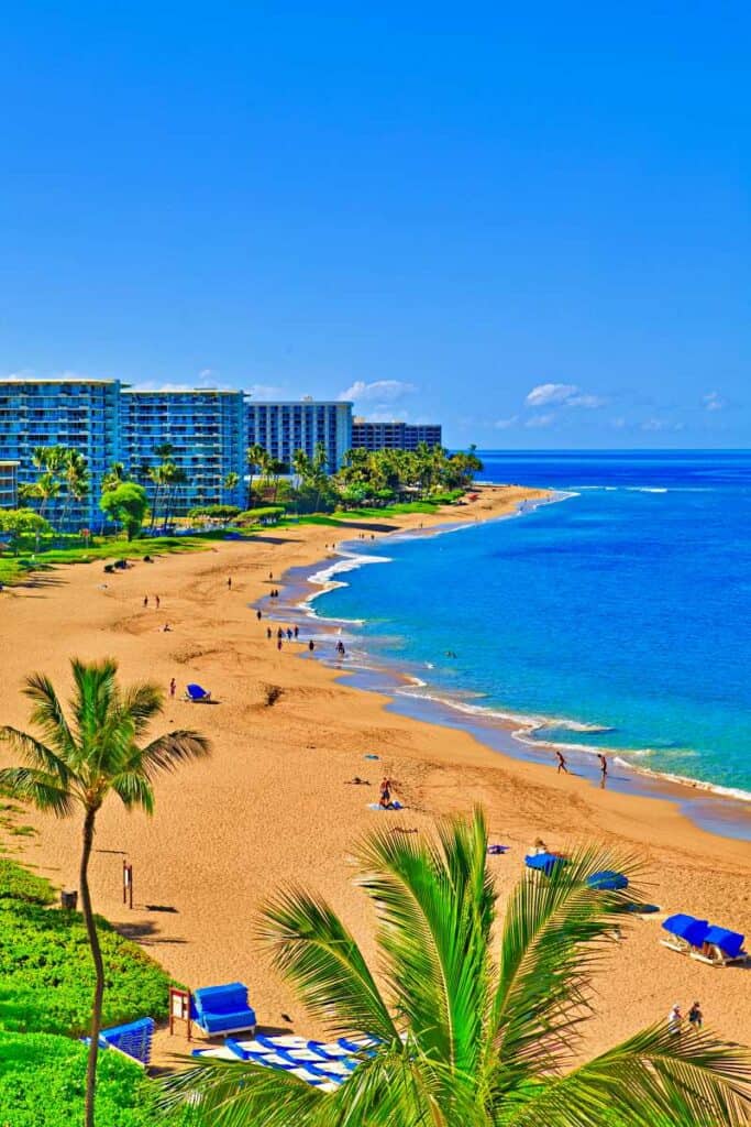 Gorgeous golden sands at Ka'anapali Beach, perfect for sunbathing