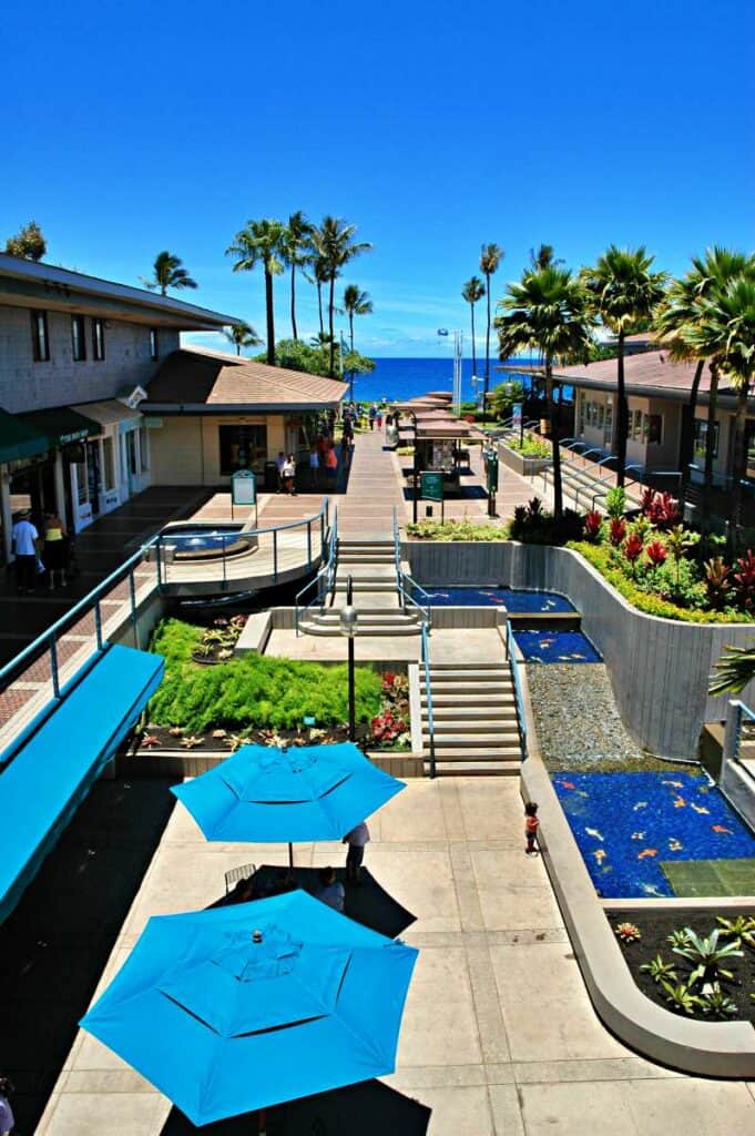 Whalers Village, open-air shopping mall at Ka'anapali Beach, Maui, Hawaii
