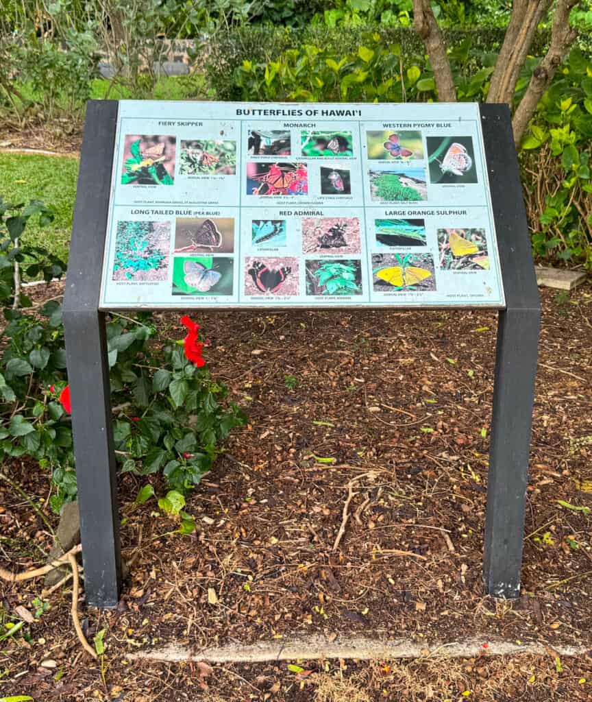 Informational sign at Foster Botanical Garden in Honolulu