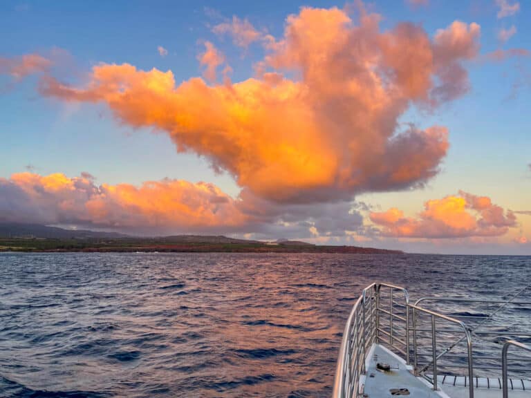 Ocean sunset on a Na Pali Coast Sunset Cruise in Kauai, Hawaii