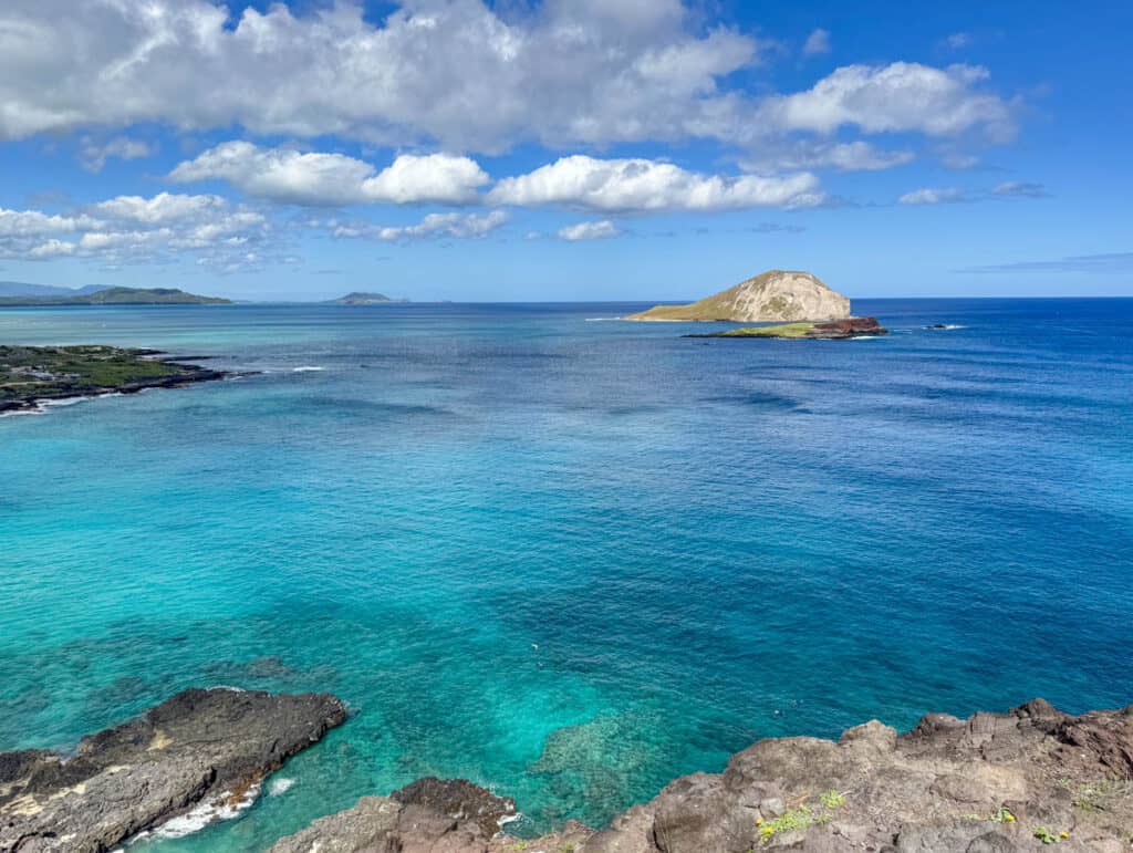 A view of Rabbit Island from Makapuu Point on Oahu's east side