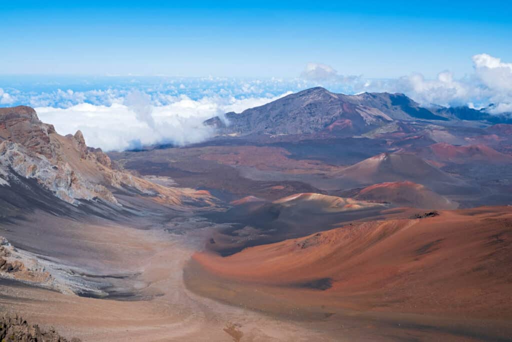 A view from the Sliding Sands Trail at the summit of Haleakala in Maui, HI