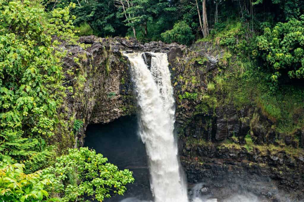 Mysterious cave under Rainbow Falls, Big Island of Hawaii