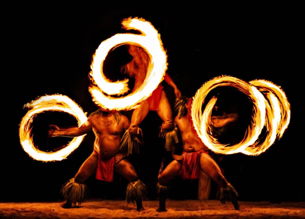 Fire dancers at a Polynesian show