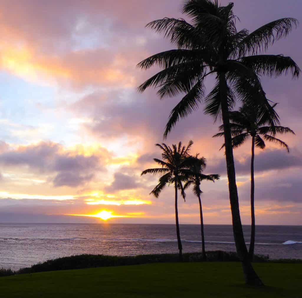 Kapalua Bay in Maui at sunset
