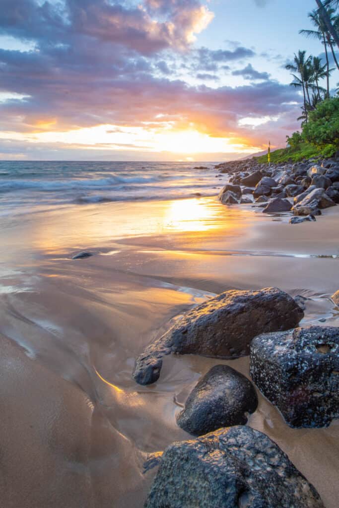 A Maui beach at sunset