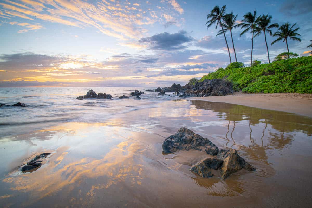 Sunset at a beach in Maui, Hawaii