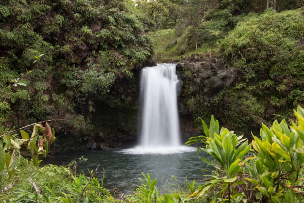 Waterfall along the Road to Hana in Maui, Hawaii