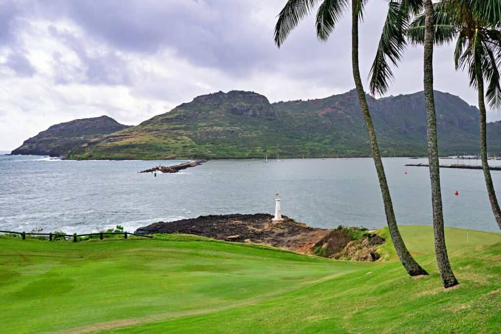Oceanside golf course near Kalapaki Beach, Kauai