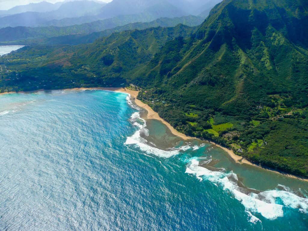 Flying over Kauai on a helicopter tour