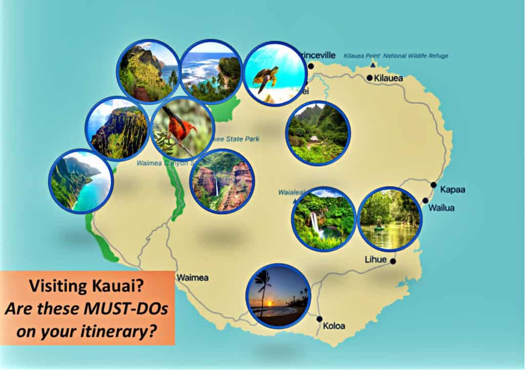 Map of Kauai. Hawaii