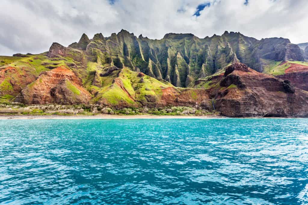 The Na Pali Coast of Kauai, Hawaii, from a boat